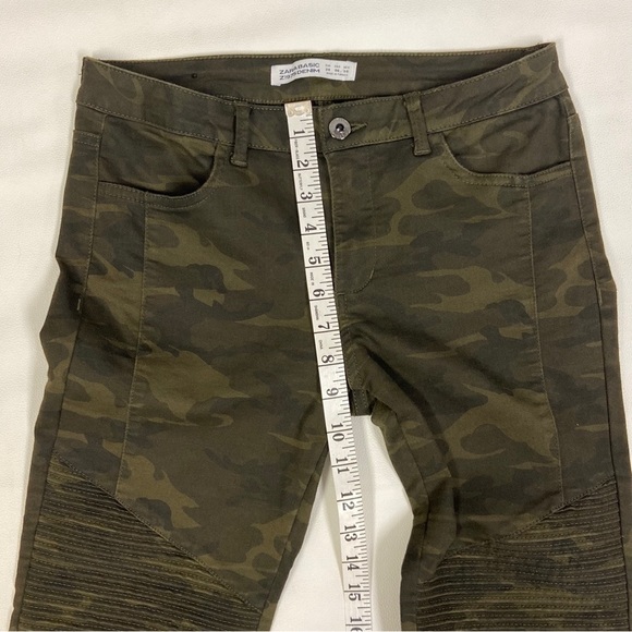 Zara basic Z1975 Camo denim skinny jeans stretchy textured patchwork size 6 - Picture 3 of 14
